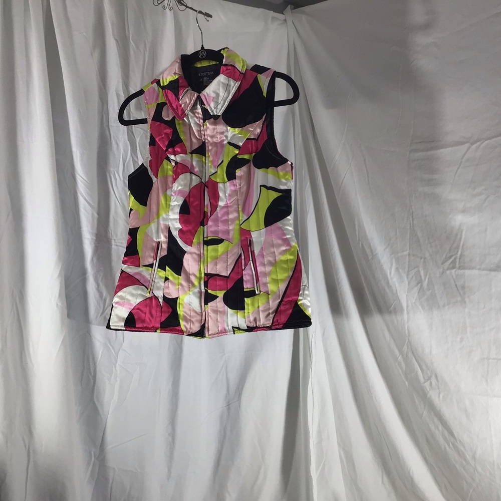 Etcetera Puffy 100% Silk Multi Colored Vest Size 8 - Picture 7 of 13